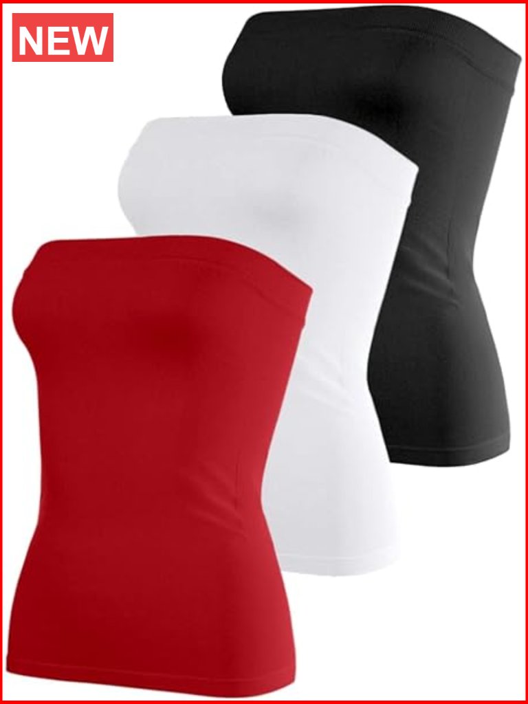 Cotton Tube Tops For Women 3 Pack Strapless Bandeau Tanks